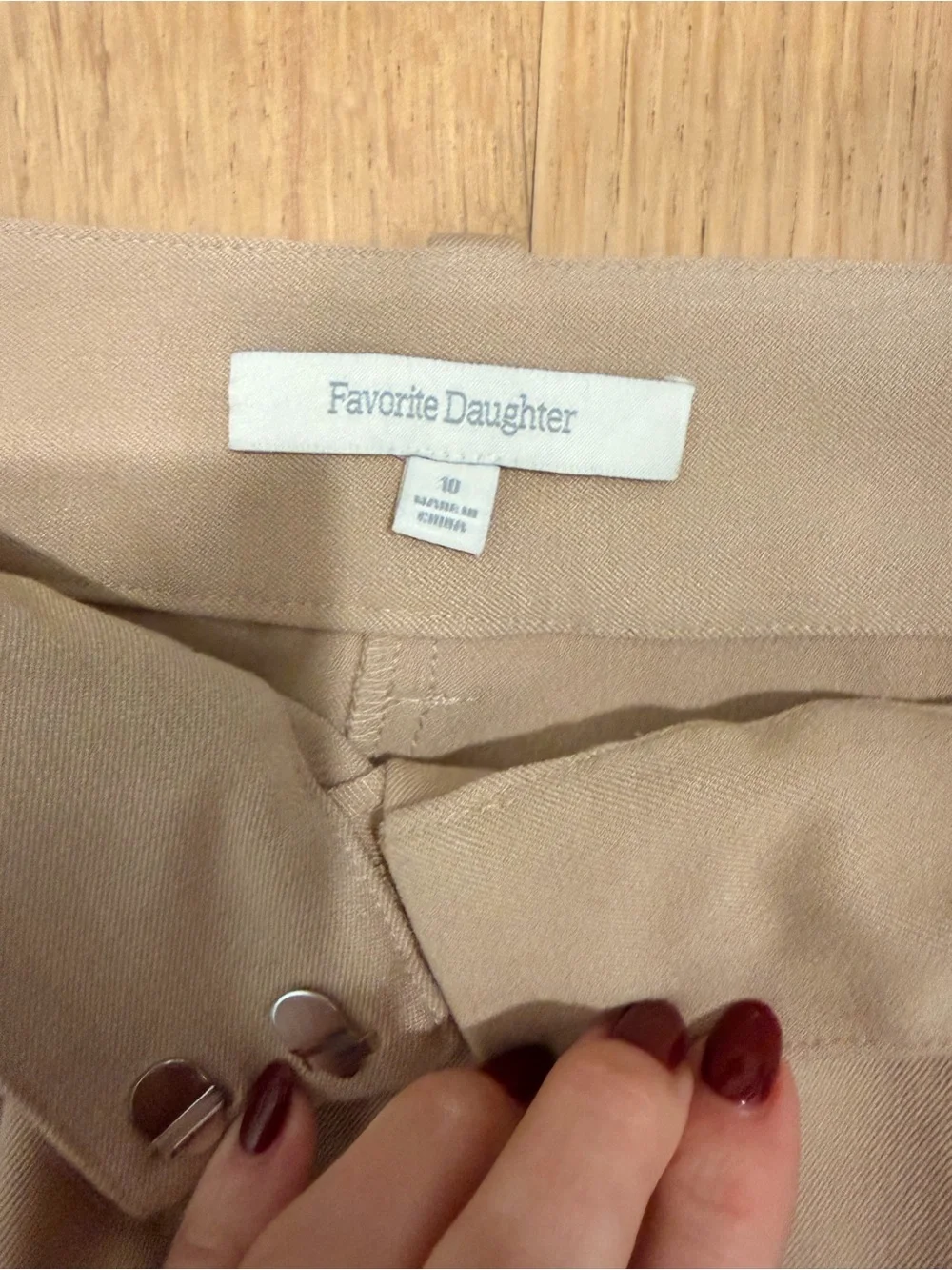 Favorite Daughter Beige Pleated Wide Leg Trousers Size 10